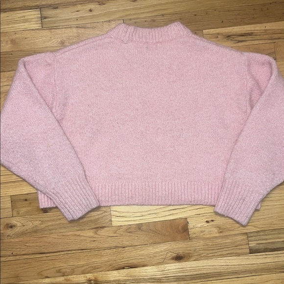 H&M Soft Pink Oversized Cropped KnitTurtleneck Sweater Womens Size XXL - Picture 5 of 5
